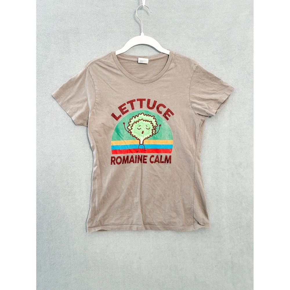 Port & Company Lettuce Romaine Calm Graphic T-Shirt Taupe Brown Small